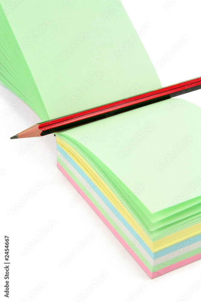 colorful notepaper and pencil colorful notepaper and pencil