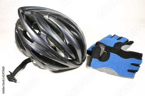 bicycle helmet and gloves