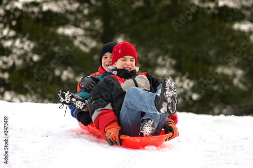 boys sledding