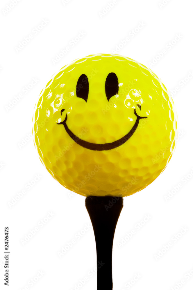 smiley face golf ball on white background Stock Photo | Adobe Stock