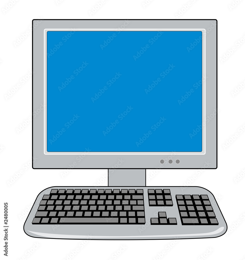 computer with keyboard front view computer with keyboard front view