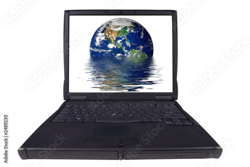 laptop computer with globe