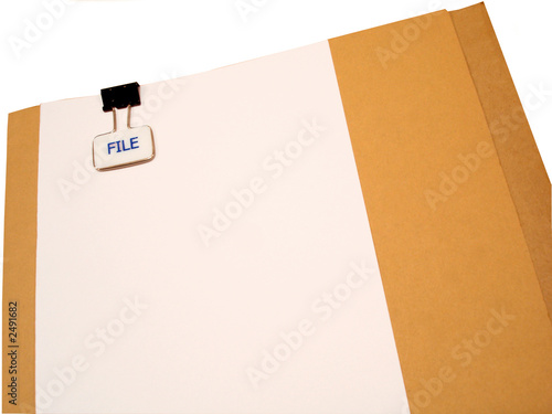 manila folder with white page attached