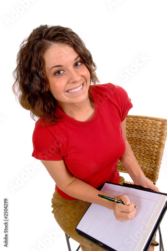 Fototapet business assistant ready to take notes or dictation