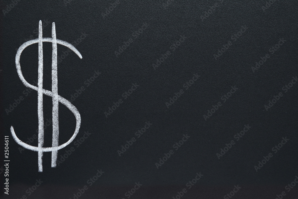 the us dollar currency symbol, written on a blackb the us dollar currency symbol, written on a blackb