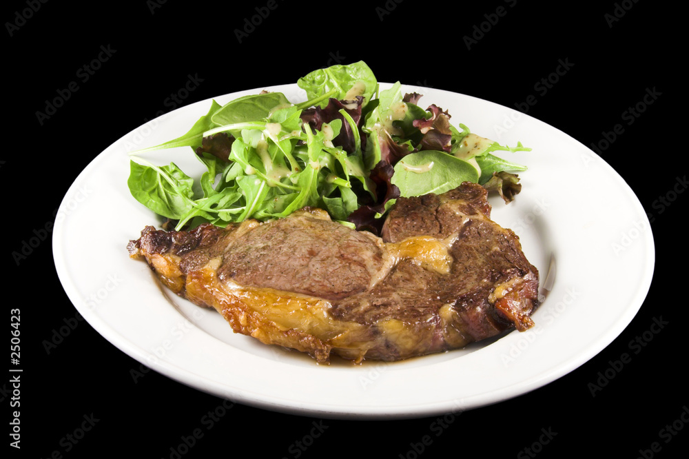 steak and salad