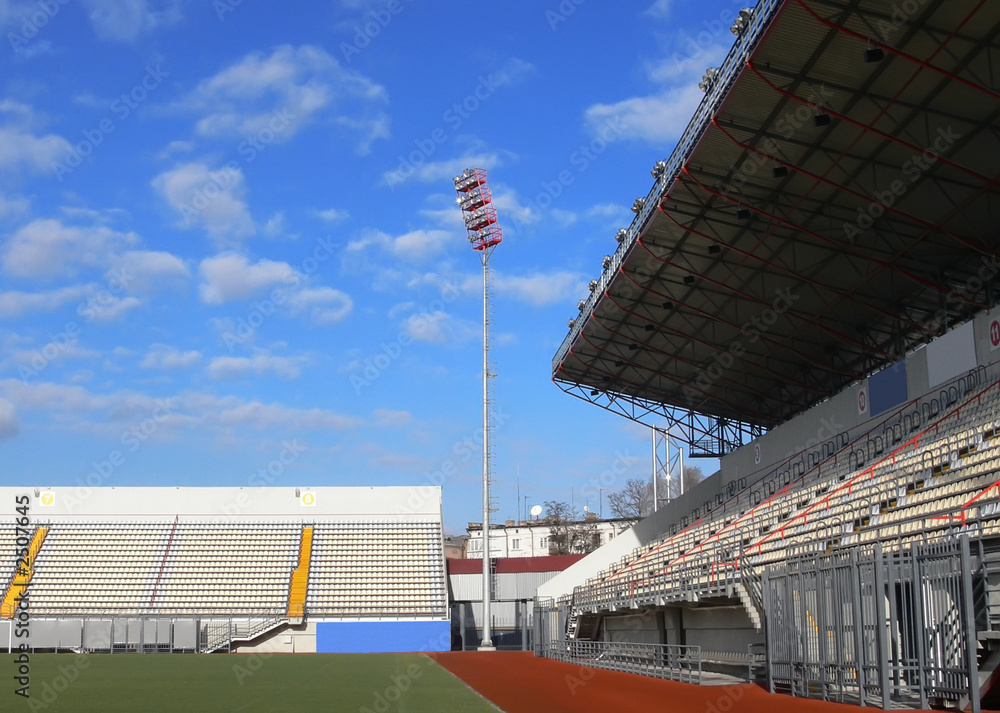 Fototapeta premium empty tribunes on soccer stadium 2