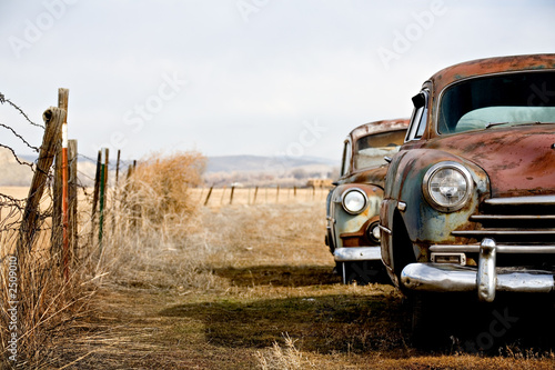 Fototapeta Zabytkowe samochody na wsi do pokoju