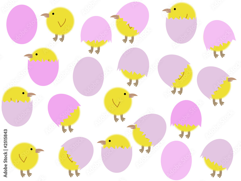 Fototapeta premium cartoon easter chicks and eggs illustration