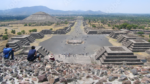 teotihuacan from the moon pyramid , mexico , panorama