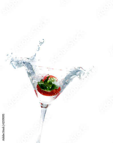 splashing strawberry