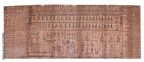 papyrus painting with multiplhieroglyph and pharao