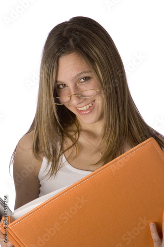 teen girl smiling with glasses