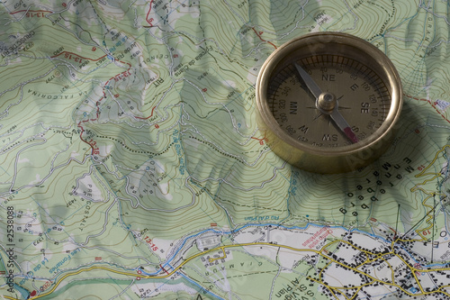 compass on map