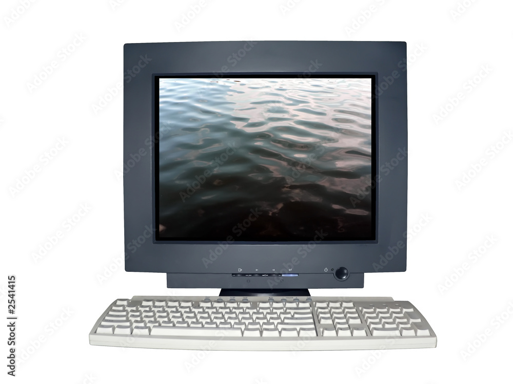 isolated computer monitor with solitude concept isolated computer monitor with solitude concept
