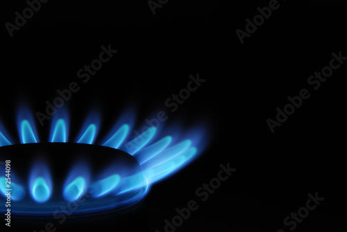burning gas oven in kitchen