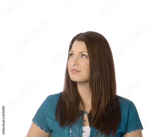 pretty woman looking up