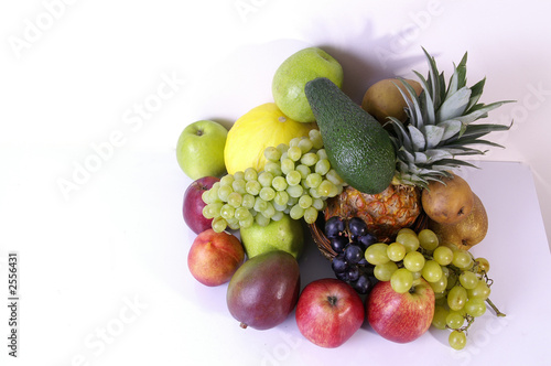 assorted fruit against a white background