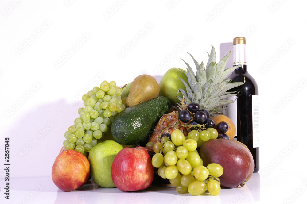ripe fruit and wine still life