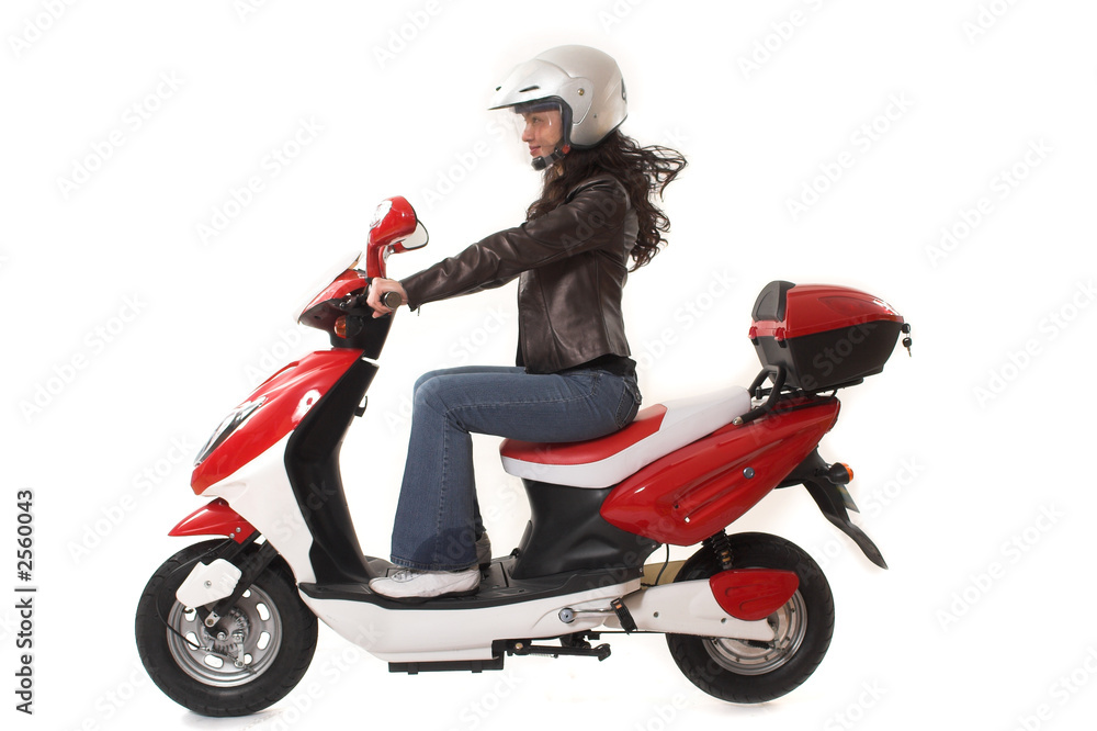 Naklejka premium woman riding scooter