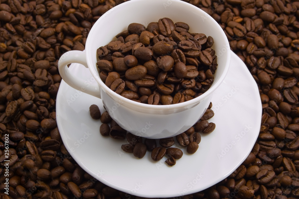 cup with coffee beans cup with coffee beans