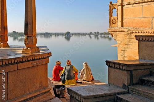 india, rajasthan, jaisalmer: the lake near jaisalmer