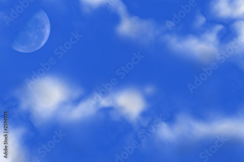 half moon and white clouds photo