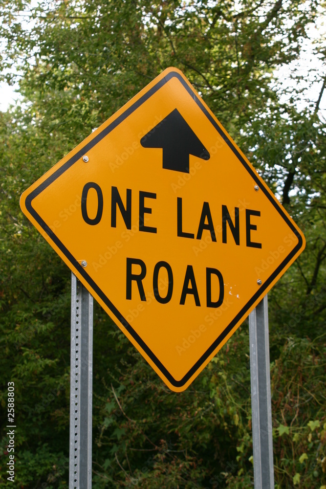 one lane road sign