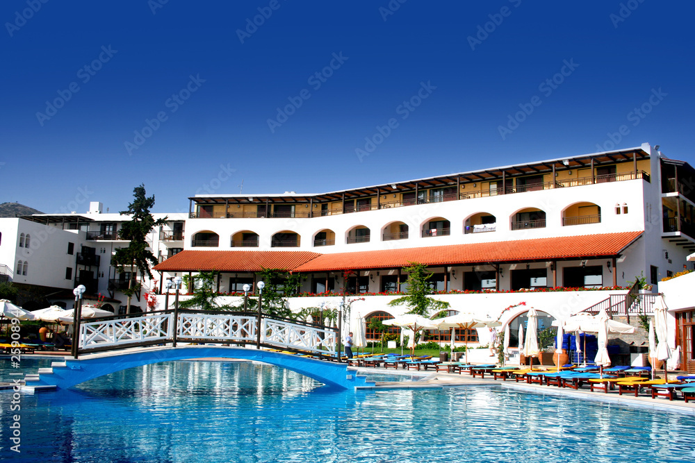 beautiful beach side resort hotel in crete