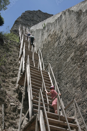 climbing a maya temple, tikal