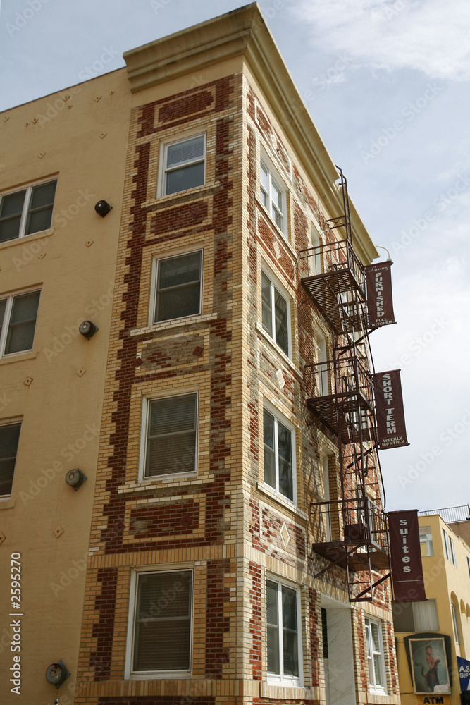 brick faced apartment building