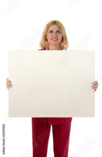 woman holding blank sign 4