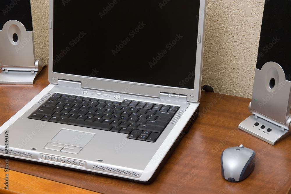 laptop and speakers