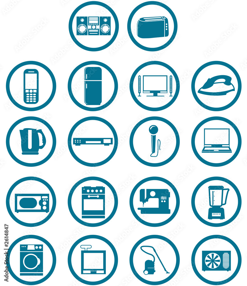 home related electronic apparatus icon set