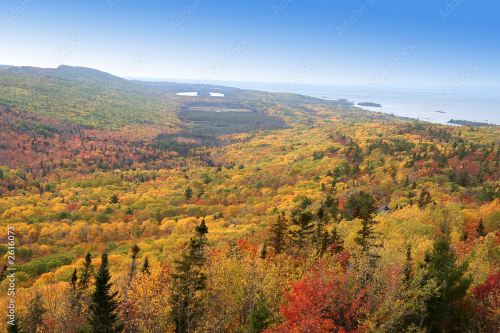 autumn landscape along lake superior shore