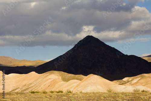 shot of a pyramid shaped mountain in death valley