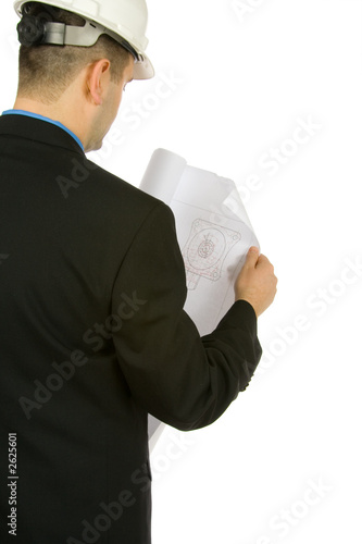 engineer inspecting a drawing