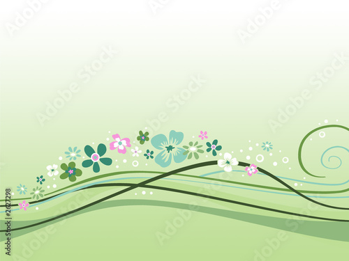 Tableau sur toile fleurs frise vert