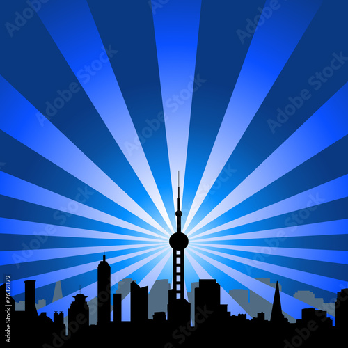 cityscape with tower
