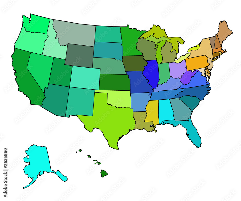 Poster map of the usa with alaska and hawaii inset – Wall Art | UkPosters