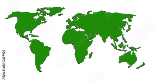 map of the world green bevelled