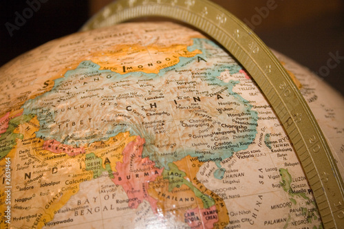 china closeup on globe