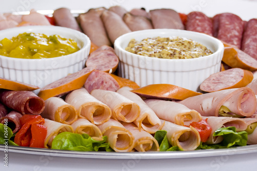 close up cold meat catering platter