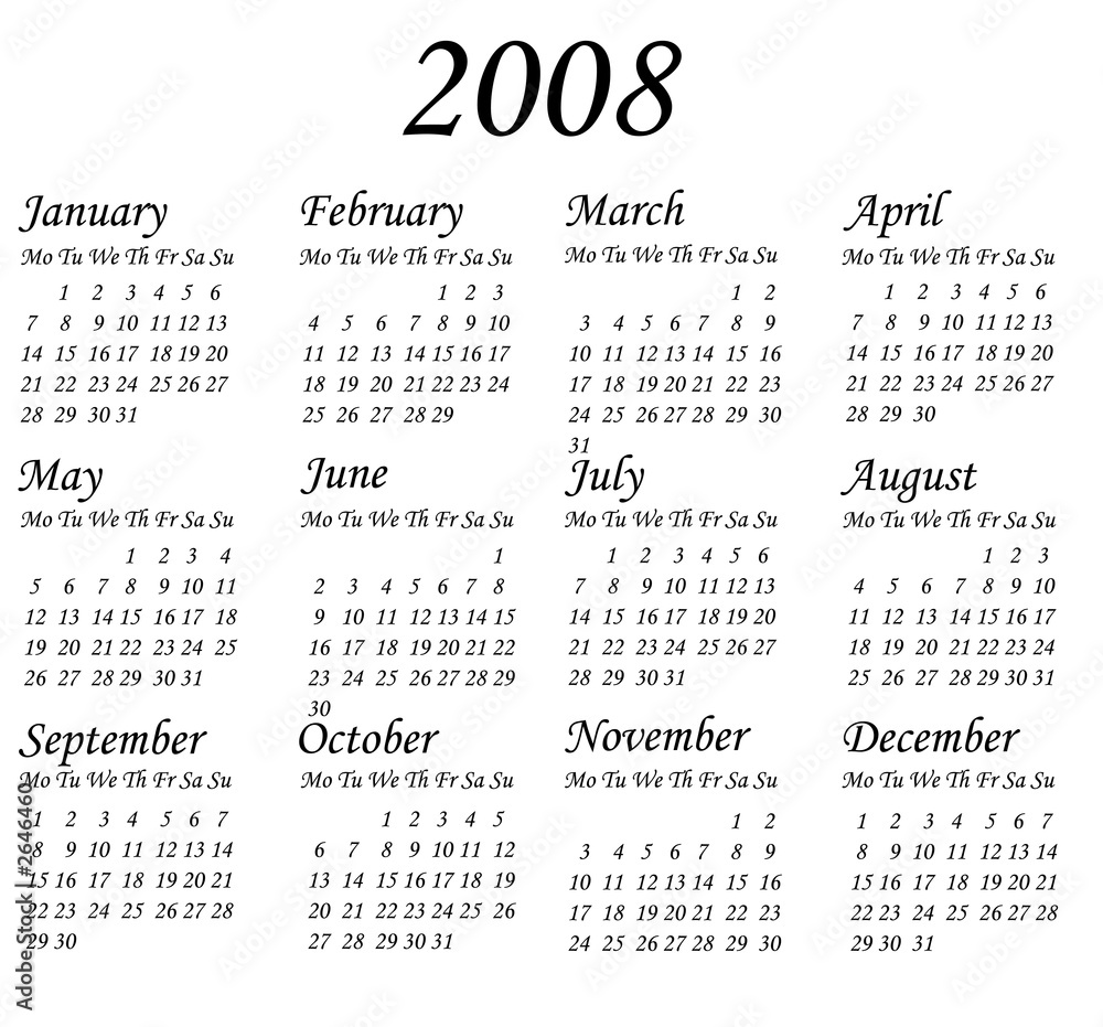 calendar 2008