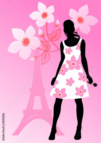 french girl on a pink background