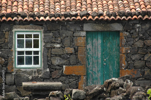 Canvas Print old azores home built in stone