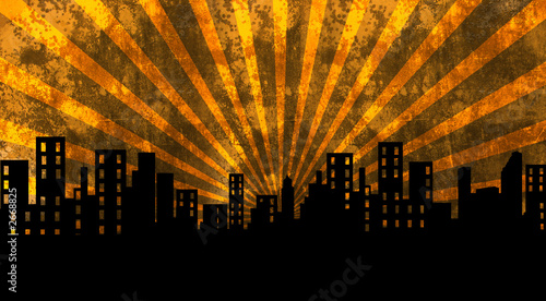 day, illustration, buildings, sun, background