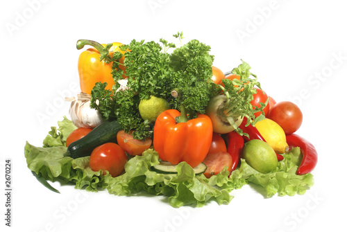 fresh tasty vegetables isolated on white
