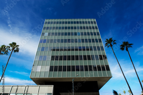 corporate tower in the shape of a giant cube