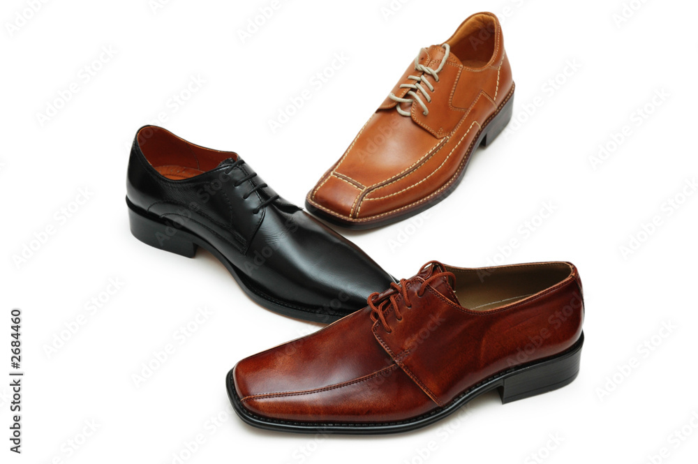 selection of various males shoes isolated on white selection of various males shoes isolated on white